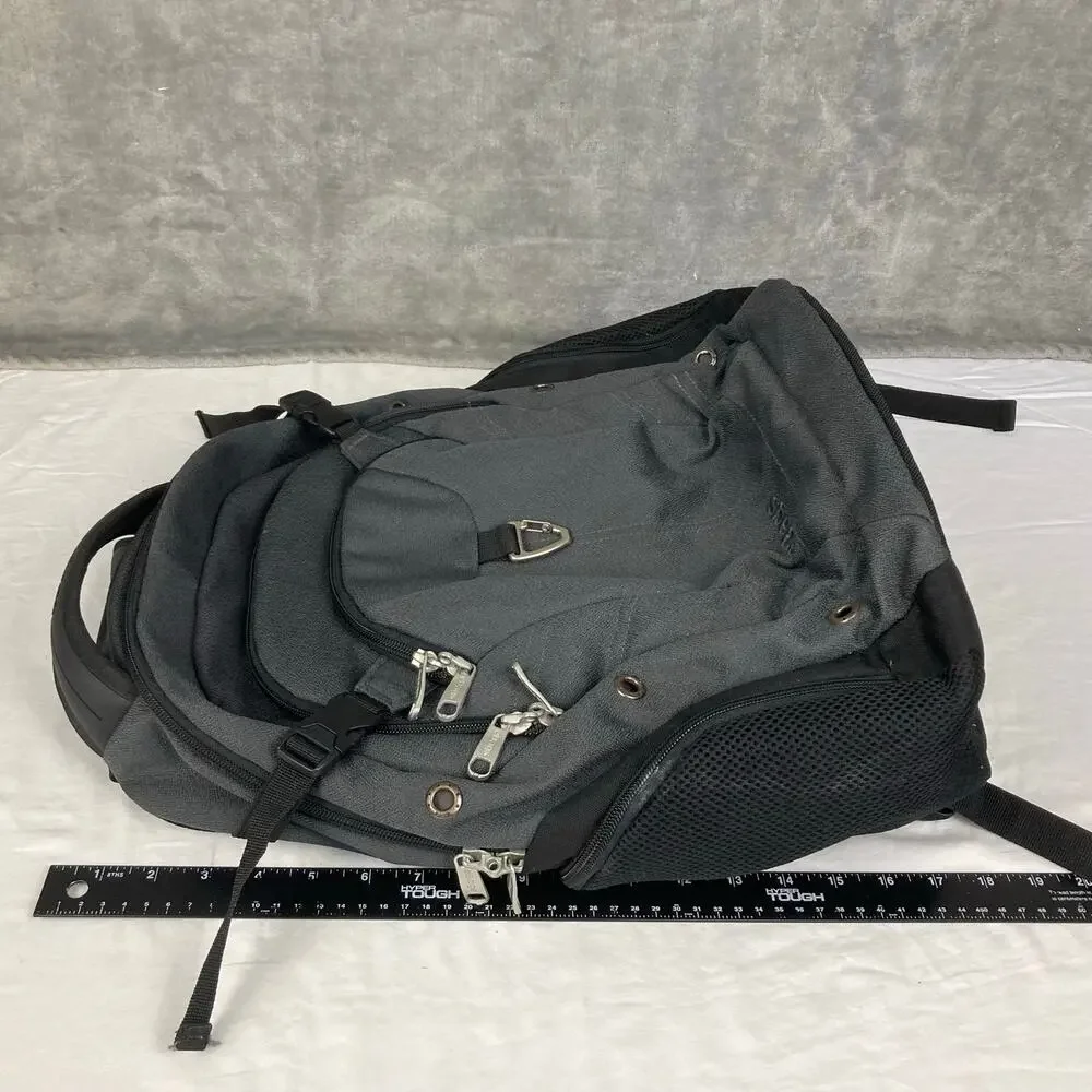 eBags EB4711 Laptop Backpack Gray Carabiner Clip Logo Embroidery Commuter Tech